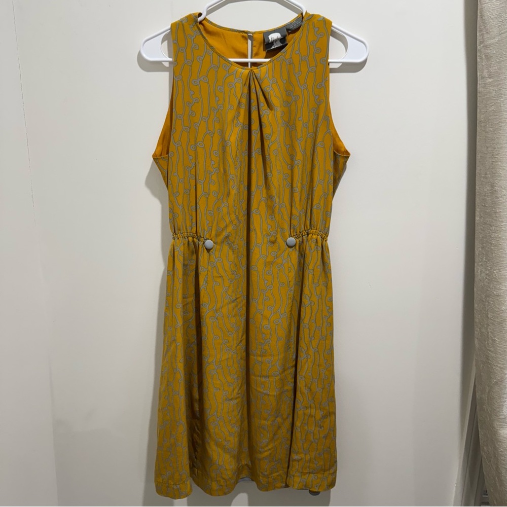 Girls from Savoy Mustard Yellow Silk Sleeveless Midi Dress Anthropologie Size‎ M
